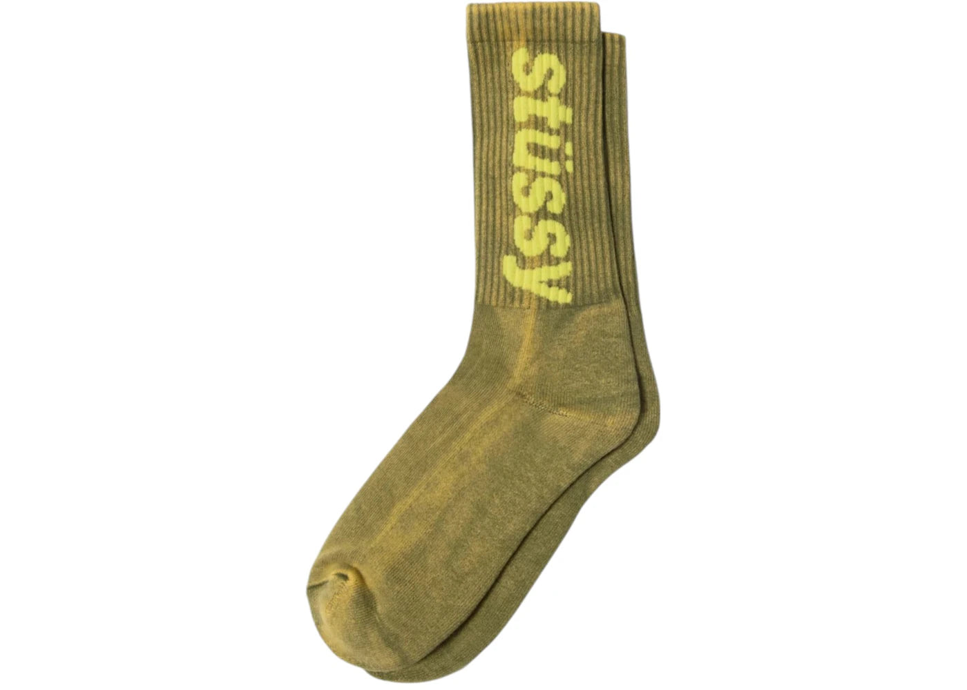 Stussy Washed Helvetica Crew Sock Green
