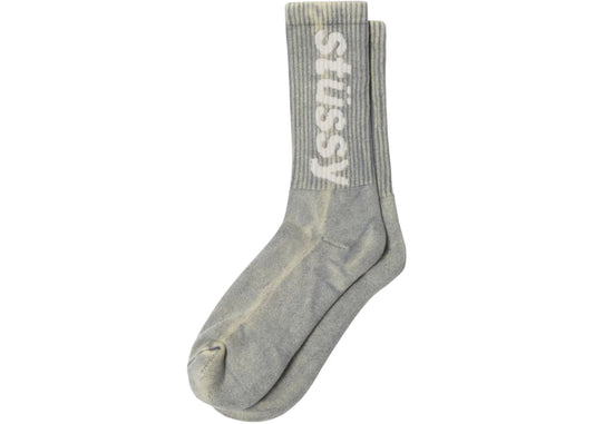 Stussy Washed Helvetica Crew Sock Grey